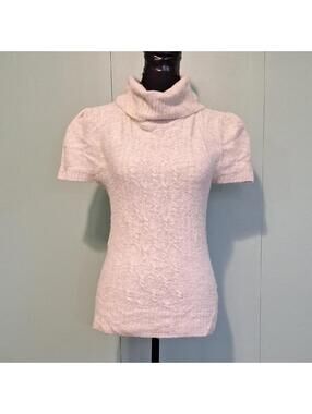 Y2k Mandee Cream Short Sleeve Turtle Neck Sweater Size Large